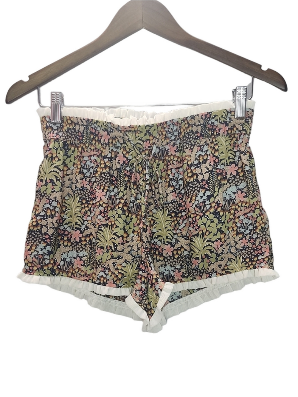 SCOTCH & SODA Floral ruffles elastic drawstring waist shorts